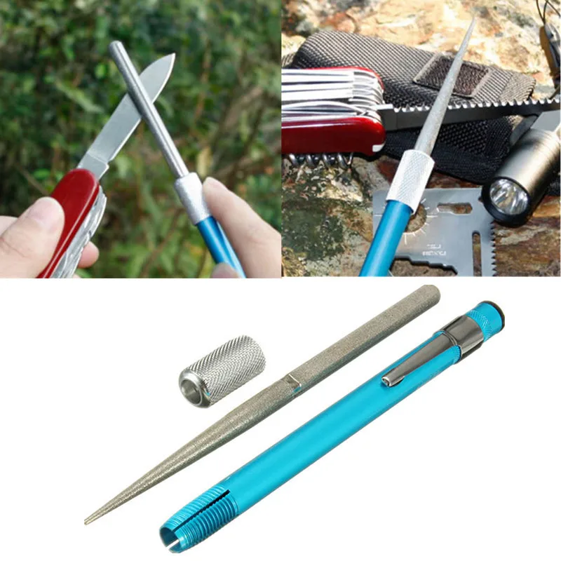 

1pc 3 in 1 Diamond Embroidery Fishing Hook Scissors Sharpner Sharpening Stone Multi-purpose Pen shape Knife Sharpener Grindstone