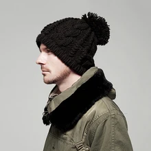 Мужская зимняя вязаная шапка с помпоном двойного назначения, модная Лоскутная плотная теплая качественная Простая мужская теплая шапка для отдыха