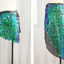Блестящий треугольник сверкающий танец живота хип шарф шаль пояс зеленая Русалка Юбка