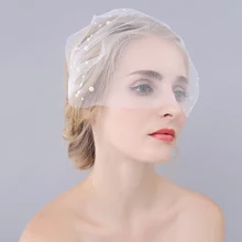 Элегантный романтический короткий жемчуг свадебная фата светильник цвета слоновой кости Свадебная фата свадебная тюль вуаль высокого качества