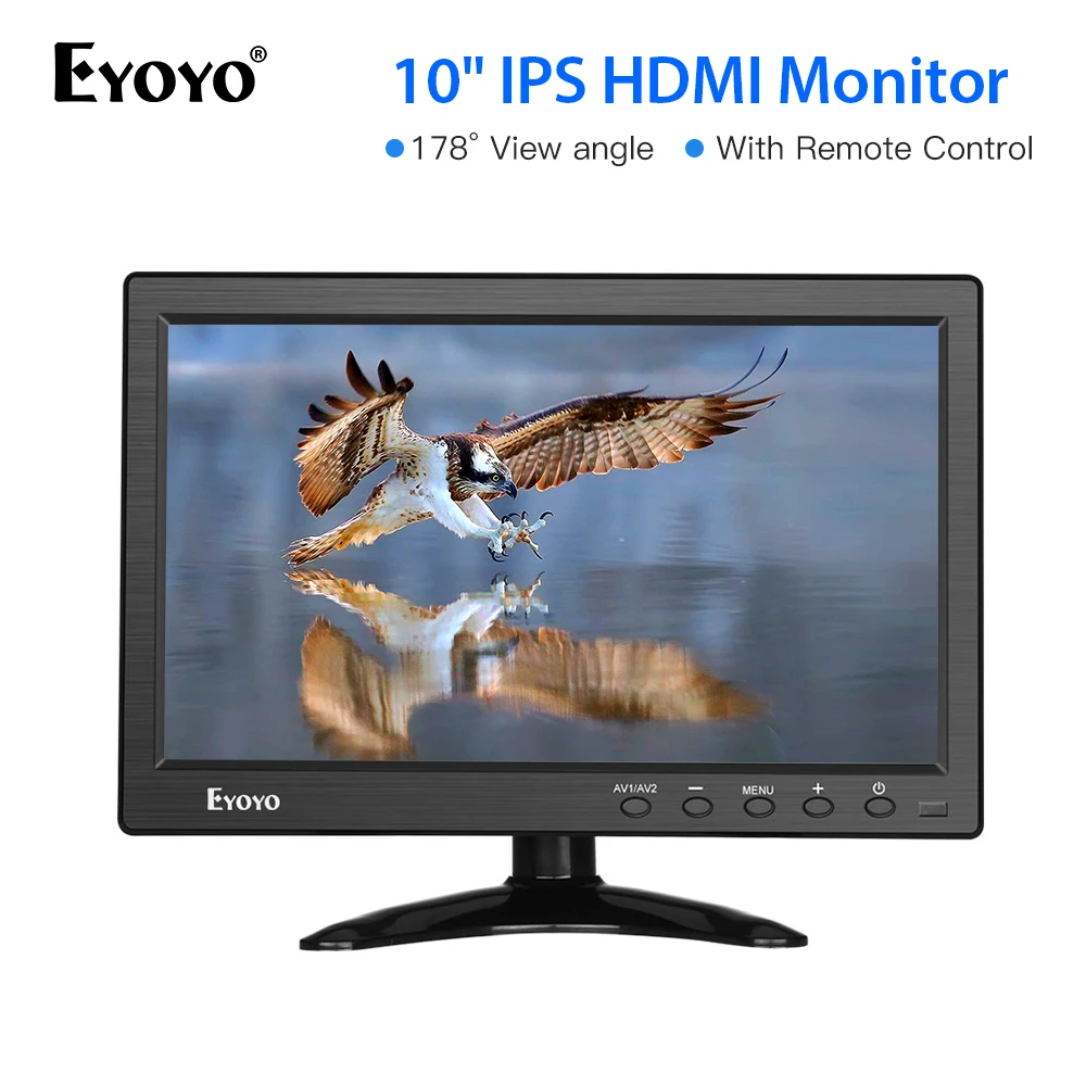 

Eyoyo 10 inch HDMI TV Monitor Portable Kitchen IPS LCD Screen Display USB Input Remote Control CCTV Camera Monitor