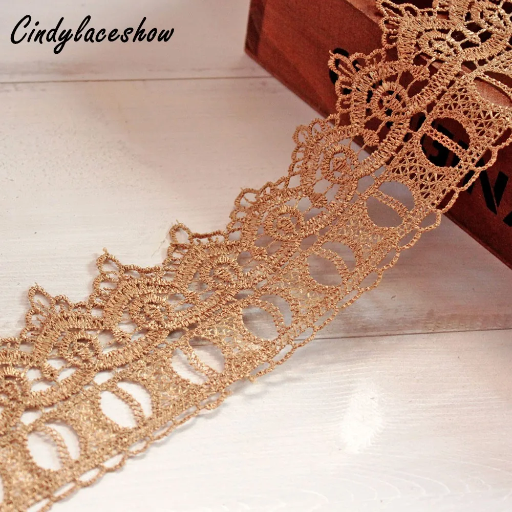 2 Yards Vintage 7cm Width Gold Lace Trim Ribbon For Handicraft Patchwork DIY Crafts Wedding Trimmings Sewing Appliques | Дом и сад