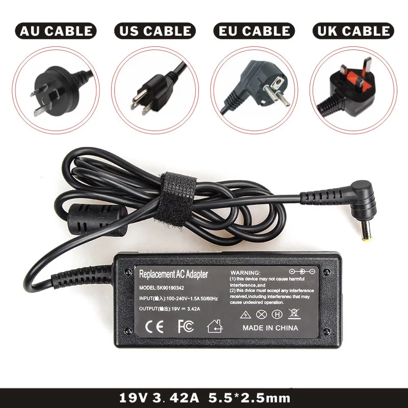 

FDBRO For ACER Aspire One AOA110 AOA150 ZG5 ZA3 NU ZH6 D255E D257 Power Supply 19V 3.42A 5.5*2.5 Laptop AC Power Adapter Charger