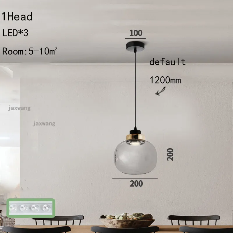 JW современное светодиодное стекло люстры теплые ресторанные подвесные светильники скандинавские подвесные светильники железные кухонные аксессуары - Цвет корпуса: A 20cm 1head