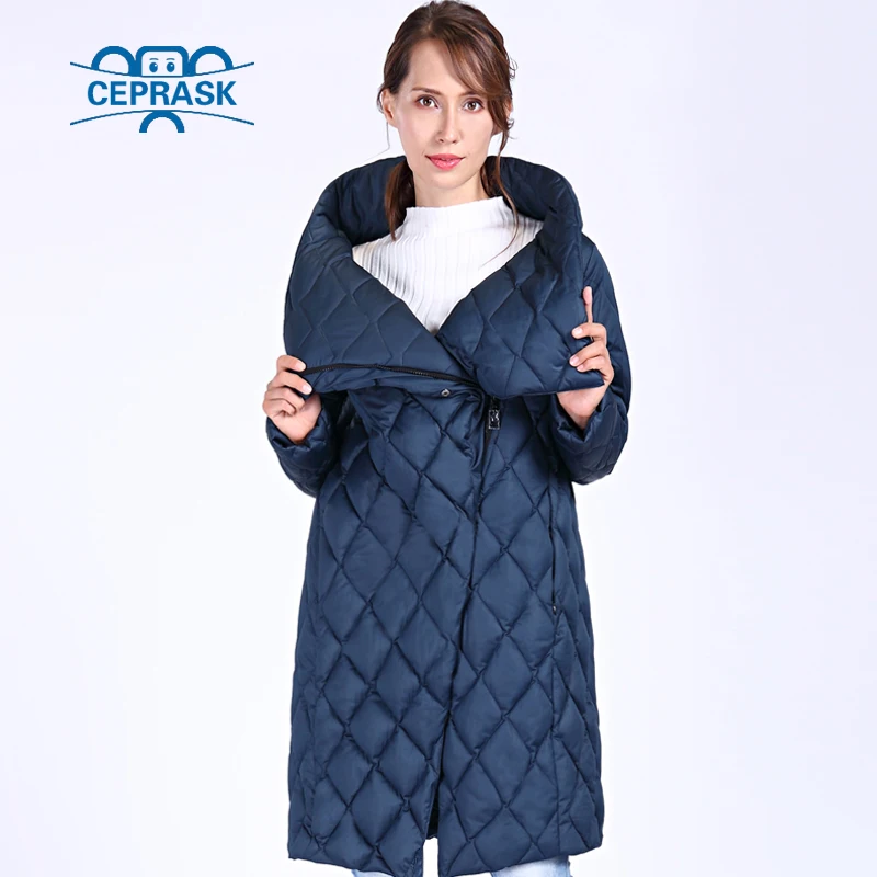 

CEPRASK 2019 New High Quality Thick Parkas Women Bio fluff Hooded Women's Winter coat Plus Size Long Warm Stylish Winter Jacket