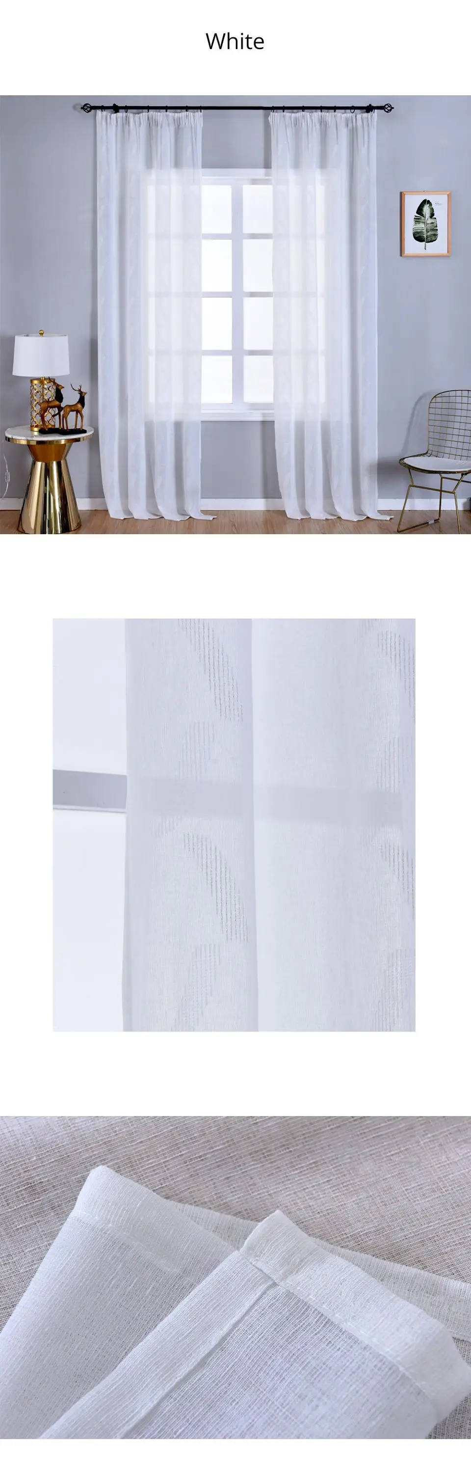 smt577 NAPEARL Classic Faux Cotton Linen Curtain Soft White Sheer Window Decor Modern Simple Pastoral Tulle Drapes Textured Weave Voile (4)