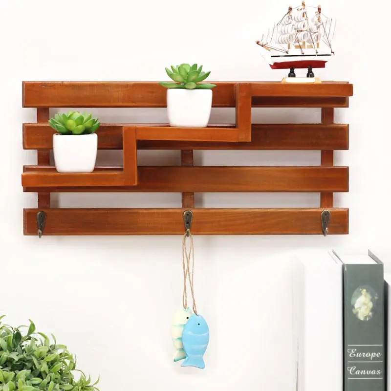 Retro Wall Mounted Wood Rack Shelf Holder Kitchen Bathroom Storage Rack Organizer Key Hanging Storage Holder Home Decoration Retro Wall Mounted Wood Rack Shelf Holder Kitchen Bathroom Storage Rack Organizer Key Hanging Storage Holder Home Decoration