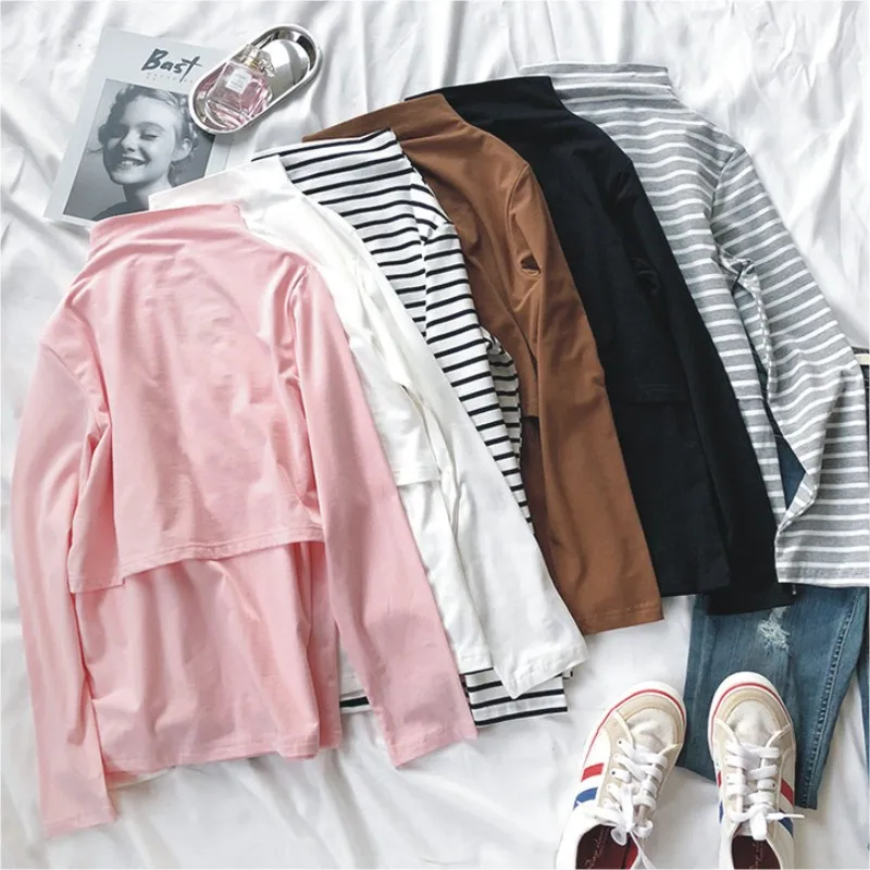 

Pregnant Woman Breastfeeding T-shirt Long Sleeve Half-high Collar Breastfeeding Shirt Basic Nursing Clothes For Pregnant Woman