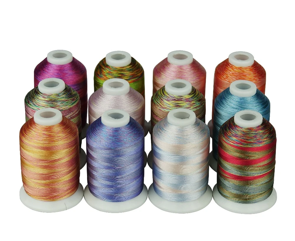 Simthread Variegated Colors Multicolors Polyester Embroidery Thread 12