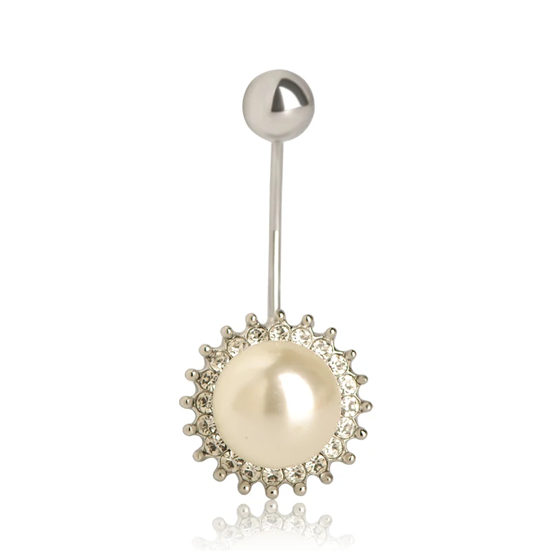Funmor в форме Подсолнечника Кольца для пупка имитация жемчуга Спиральные