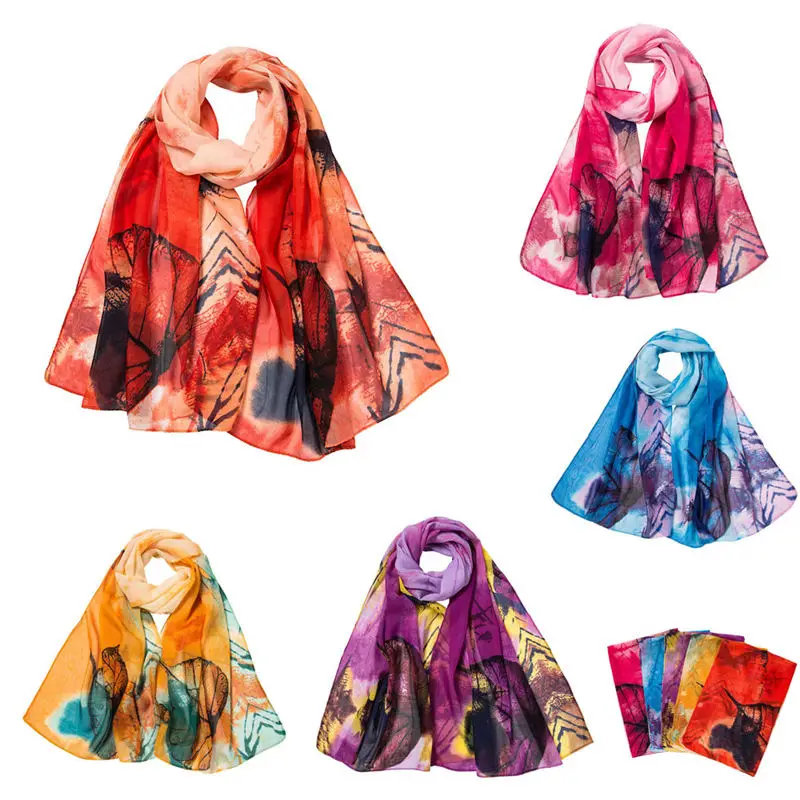  Fashion Women Leaves Printing Long Soft Wrap Scarf Ladies Shawl women's scarves handkerchief hijab scarf 40FE2504