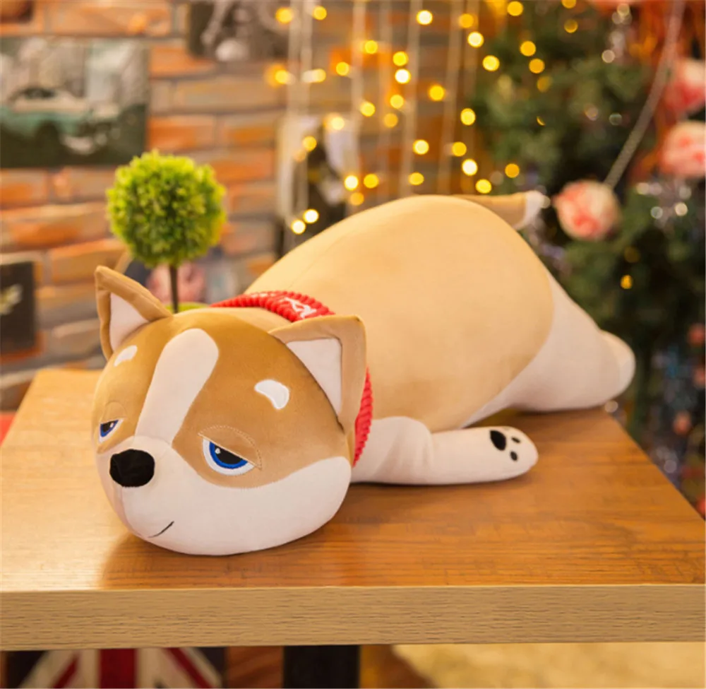 Fancytrader Pop Soft Lying Animal Shiba Inu Plush Pillow Anime Akita Doll Cartoon Dog Pillow for Valentine's Day Present5