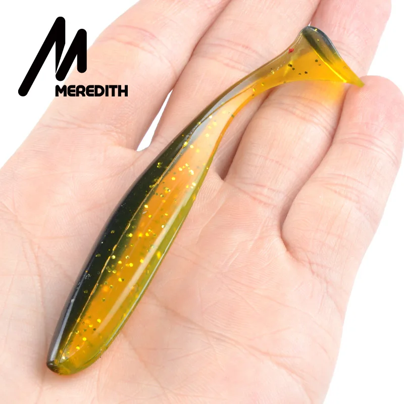 MEREDITH 3,94 дюйма легкая блестящая Мягкая приманка с хвостом для рыболовных приманок, подходящая для плавания искусственная приманка - Цвет: A