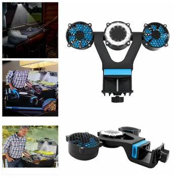 

Outdoor BBQ Accessories Smoke Fan with LED Light Adjustable Rotating Barbecue Heat Sink Fan for Picnic Barbecue Accessories