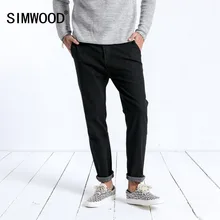 Мужские обтягивающие джинсы SIMWOOD, зимние джинсовые брюки длиной до щиколотки,, штаны из темного потертого денима, 180397