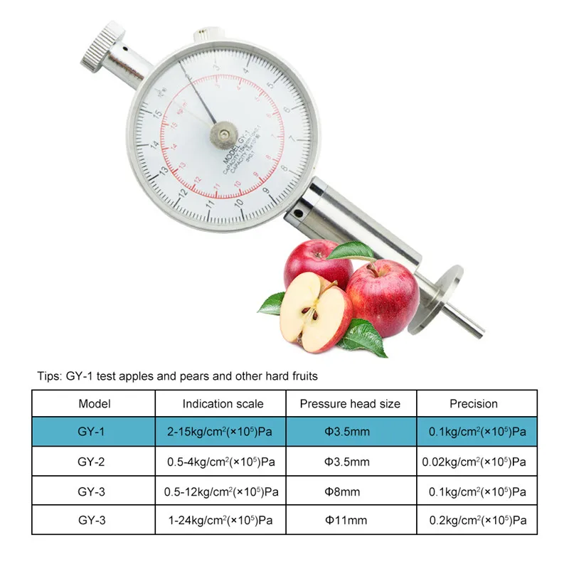 GY-1/2/3 аналоговые фруктовый пенетрометр склерометр твердомер 0,5-12 кг/см 2 твердомер прибор для проверки жесткости для яблока груши винограда