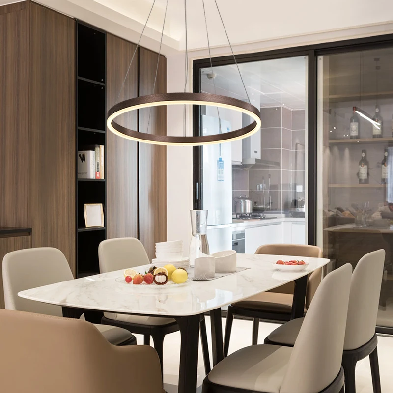 Современный светодиодный подвесной светильник с кольцом, для столовой, гостиной, круговой, для ресторана, подвесной светильник, светильник для дома, декоративная Подвесная лампа