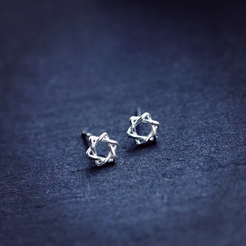 Маленькие серьги из стерлингового серебра пробы с гексаграммой, модные украшения для женщин, подарок для девочек