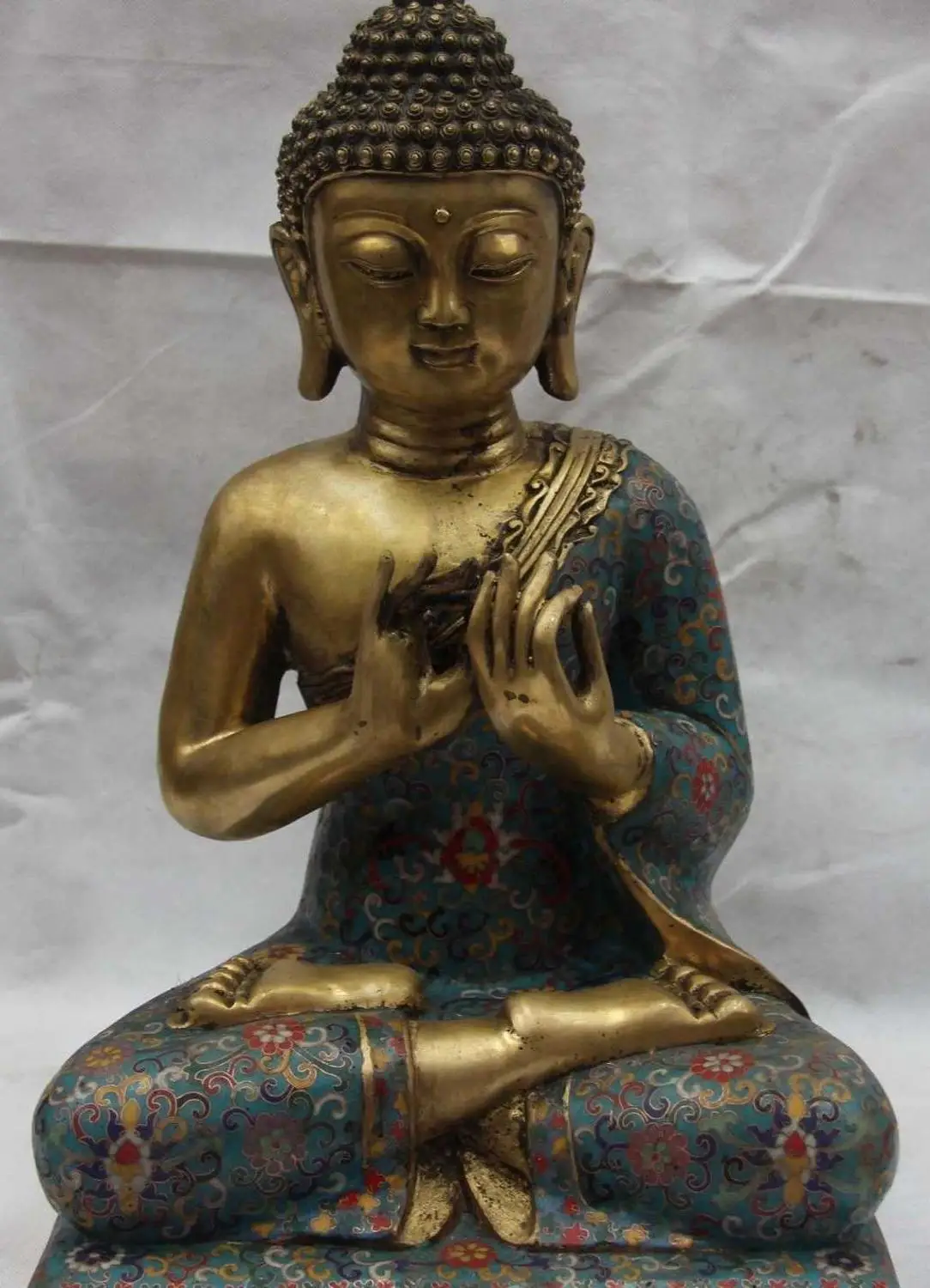 

China Temple Bronze Copper Cloisonne Amitabha Tathagata Sakyamuni Buddha Statue