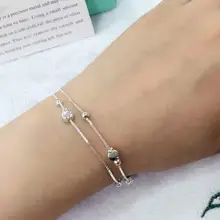 По-настоящему. 925 стерлингового серебра многорядные 2 слоя Яблоко& полированный круглый браслет-цепочка с бусинами подвески, качественная бижутерия GTLS337