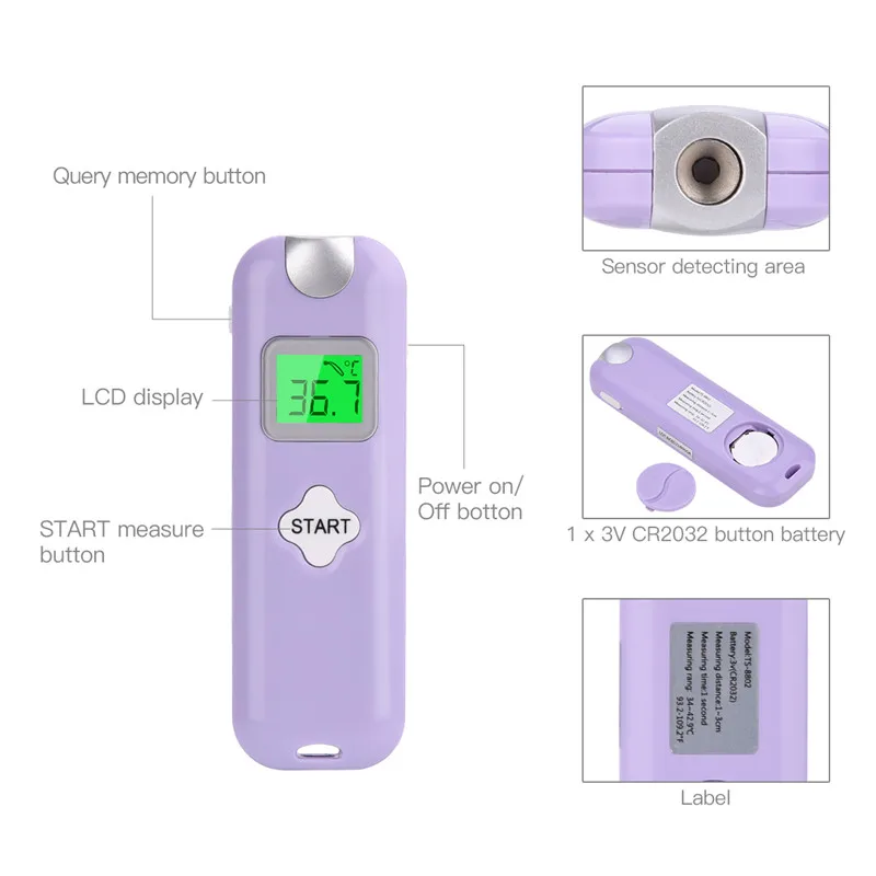 Портативный ЖК-цифровой дисплей Бесконтактный инфракрасный термометр для измерения температуры тела датчик температуры с 32 памятями