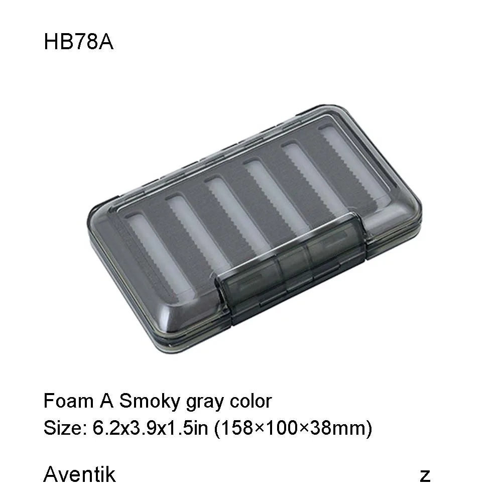 Aventik пластиковый водонепроницаемый ящик для ловли нахлыстом из АБС-пластика с двойной стороной, прозрачный зеленый щелевой пенопласт для ловли нахлыстом L 7,7x4,6x1,7 дюймов(196x116x42 мм - Цвет: MFoamAGray