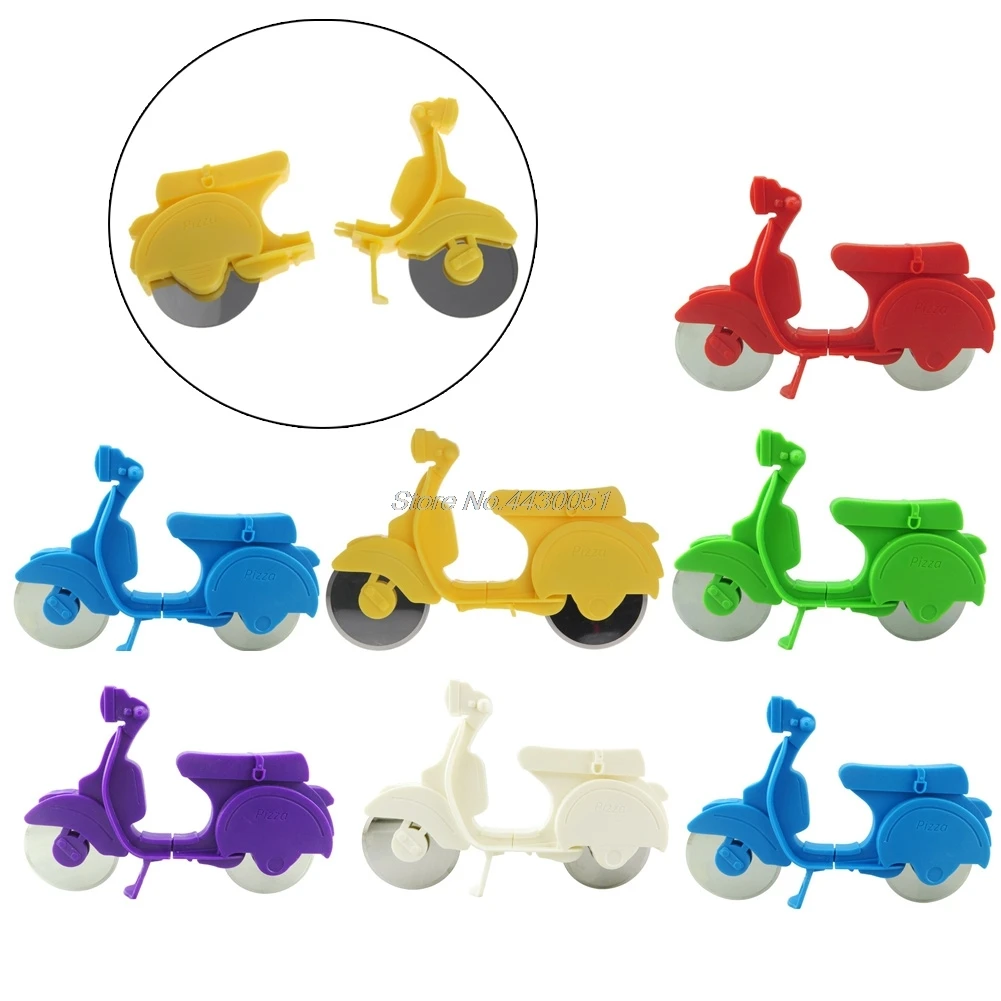 Motorcycle Chopper Pizza Cutter Stainless Steel Dual Wheels Slicer Non-stick