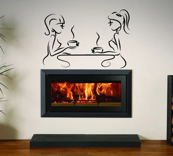 

Cafe bar coffee Tea cup beautiful woman food Stylish Wall Art Sticker Decal