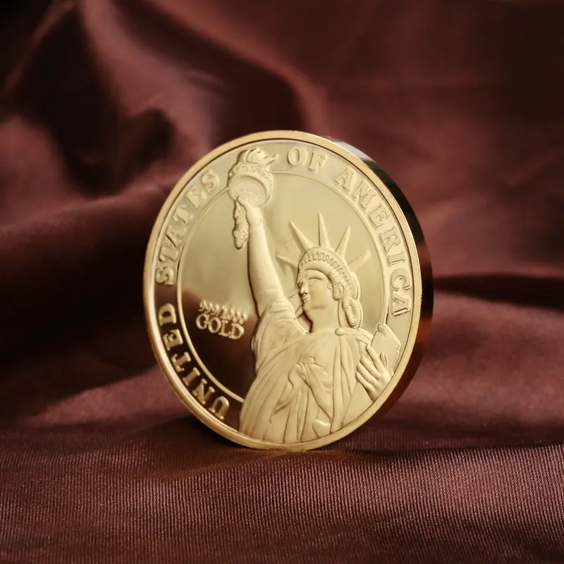 

1pcs Gold Statue Of Liberty Commemorative Coin Home Decoration Craft Art Embossed Commemorative Coin Gift Collection Decor Tools