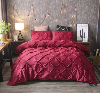 

Luxury Pinch Pleat Duvet Cover Set 2/3pcs Purple Black White Twin/Queen/King Bedding Sets (No filling,No sheet)