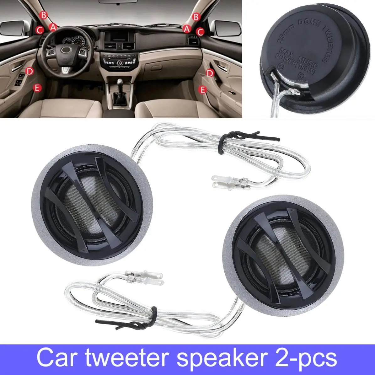 

2pcs 1.5 Inch 12V 150W Plastic Universal High Efficiency Mini Car Dome Tweeter Speakers for Car Audio System