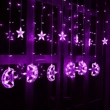 220V Star Moon LED Curtain String Lights Christmas lights indoor for Bedroom lamp Holiday party Romantic Fairy Lights Decoration 220V Star Moon LED Curtain String Lights Christmas lights indoor for Bedroom lamp Holiday party Romantic Fairy Lights Decoration