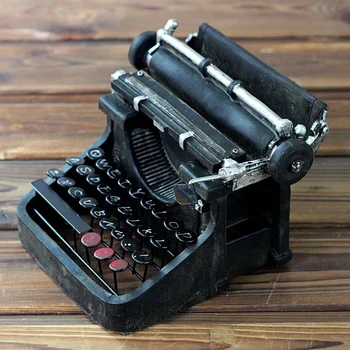 

Shabby Chic Typewriter Model Home Decoration Craft Collectible Resin + Iron Kkeyboard Black Typewriter Vintage Style Resin Craft