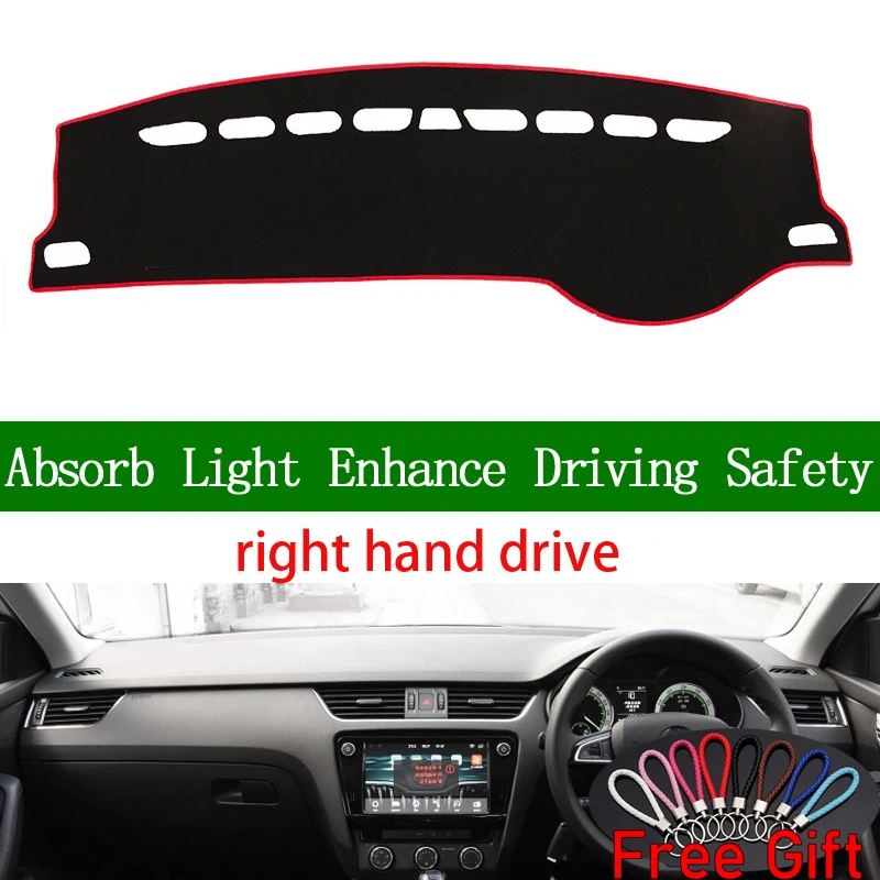 

For SKODA Octavia 2015 2016 2017 2018 2019 Right Hand Drive Dashboard Cover Car Stickers Dash Mat Carpet Interior Accessories