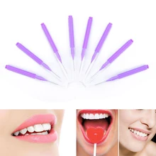Cepillo Interdental púrpura para adultos, cepillos de limpieza de ortodoncia, de empuje y tracción, hilo Dental, 8 unids/paquete