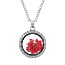 Handmade Dried Flowers Glass Necklace Natural Flower Crystal Pendant Jewelry Creative Opens Plant