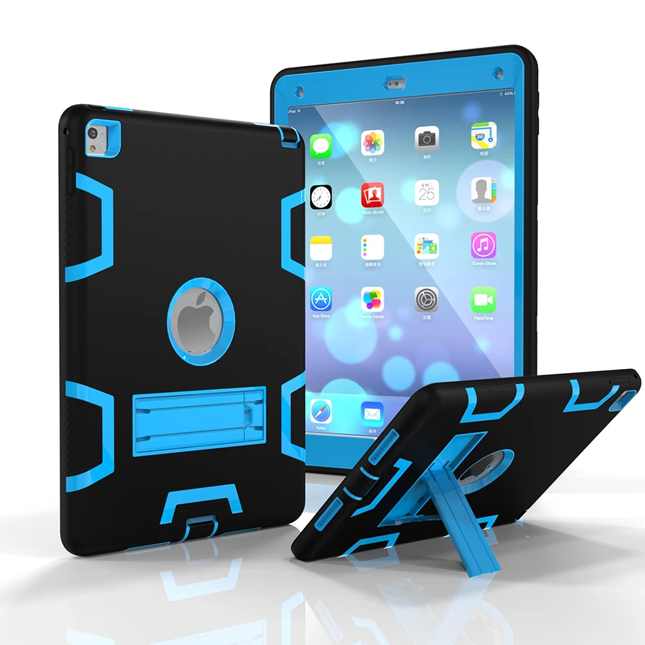 Ударопрочный чехол для Apple iPad Air 2 9,7 дюймов дети роскошный силиконовый Жесткий Пластиковый прочный корпус чехол для iPad 6 Air 2 Air2 - Цвет: Air2 Black Blue