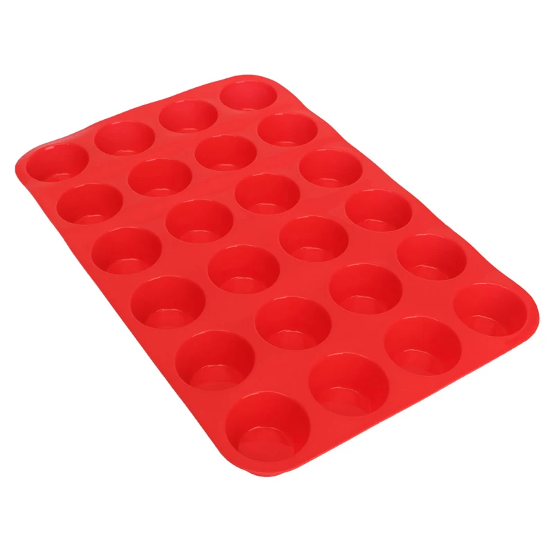 24 Cavity Silicone Cupcake Mould Durable Round Muffin Cup Mold Soap Cookie Egg Cupcake Pan Tray Mat Kitchen Dessert Baking Mould