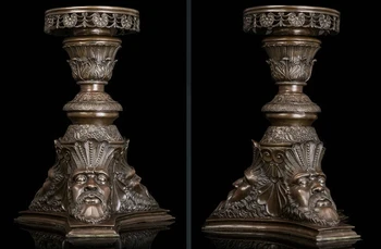 

Art Deco Sculpture Lamp Holder Lantern Table With Man Faces Bronze Statue