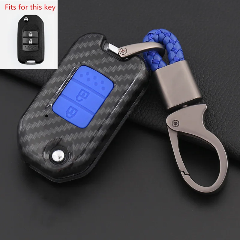 

2019 Anti-fall Carbon fiber silicone Car Key Cover Case For Honda FIT XRV VEZEL CITY JAZZ CIVIC HRV Civic Crider CRV folding New