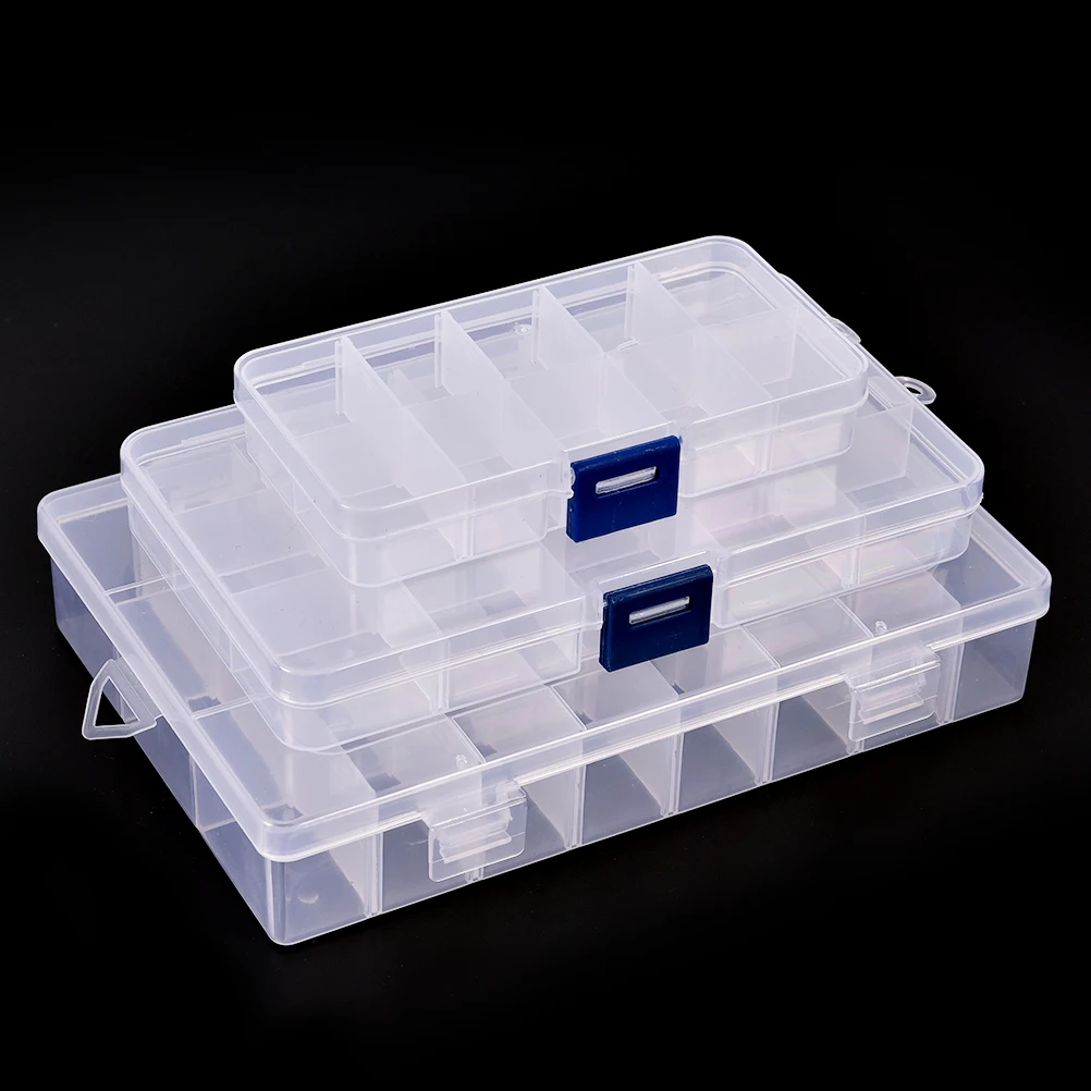 

Adjustable 15/10/24 Slots Jewelry Storage Box Case Clear Jewelry Bead Organizer Box Storage Container Case Craft Organizer Tool