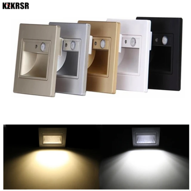 KZKRSR 1.5W PIR motion sensor led stair lights infrared human body induction With Light sensor recessed steps ladder wall lights