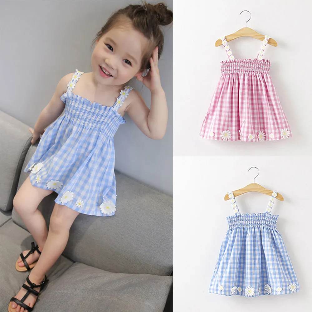 2018 Toddler Infant Baby Girls Sleeveless Lattice Flowers Print Mini