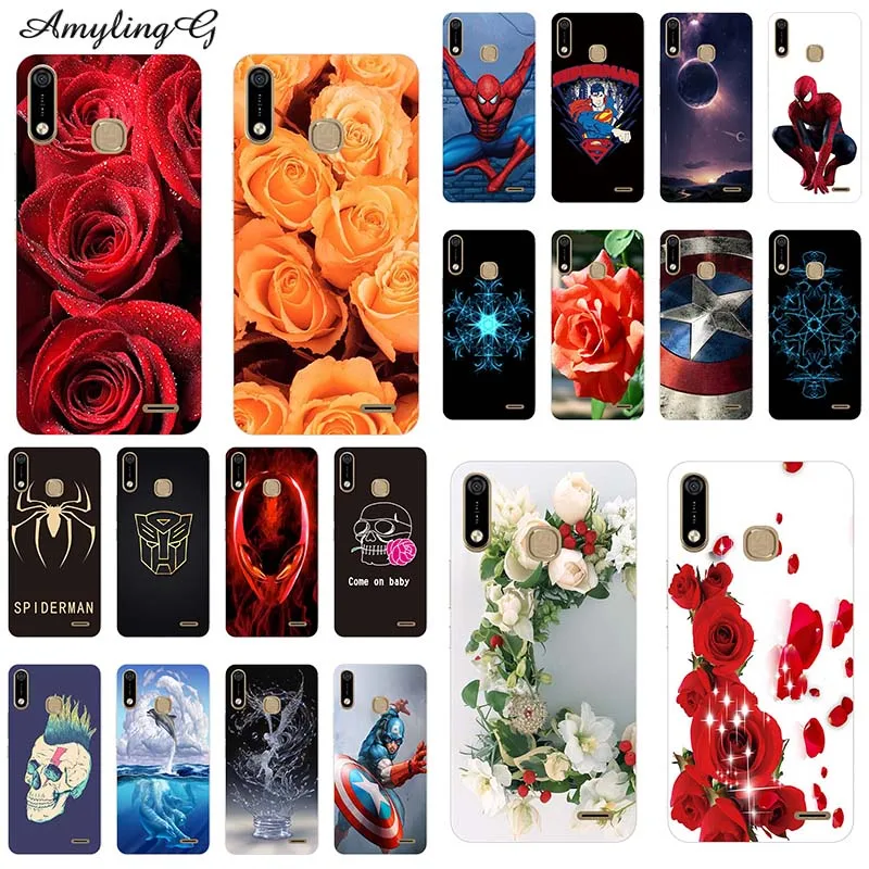 

Soft Silicon Case For Infinix Hot 7 Pro X624 X625B X625C 6.2" Case Print Cover Rose Wolf Cute Patterned Black Shell Funda Para