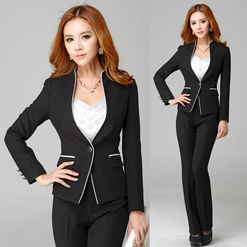New 2014 Spring Winter Novelty Pant Suits for Women Work Suits Blazer