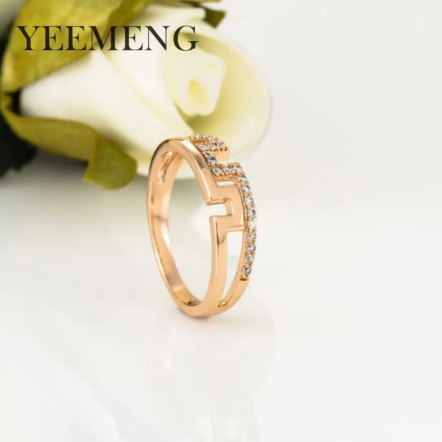 YEEMENG Высокое качество полые Золото Цвет кубический циркон кольцо для женщин модные популярные свадебные кольца для женщин