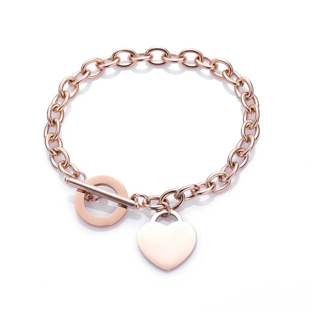 Классический 3 цвета Carve Forever Love Heart браслет для женщин титановая сталь