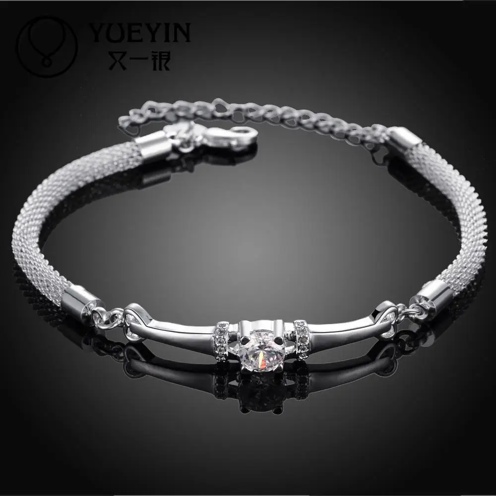 

Wholesale fashion silver plated bracelet for women with high quality wedding jewelry Unique design classic Chain Bracelet H382