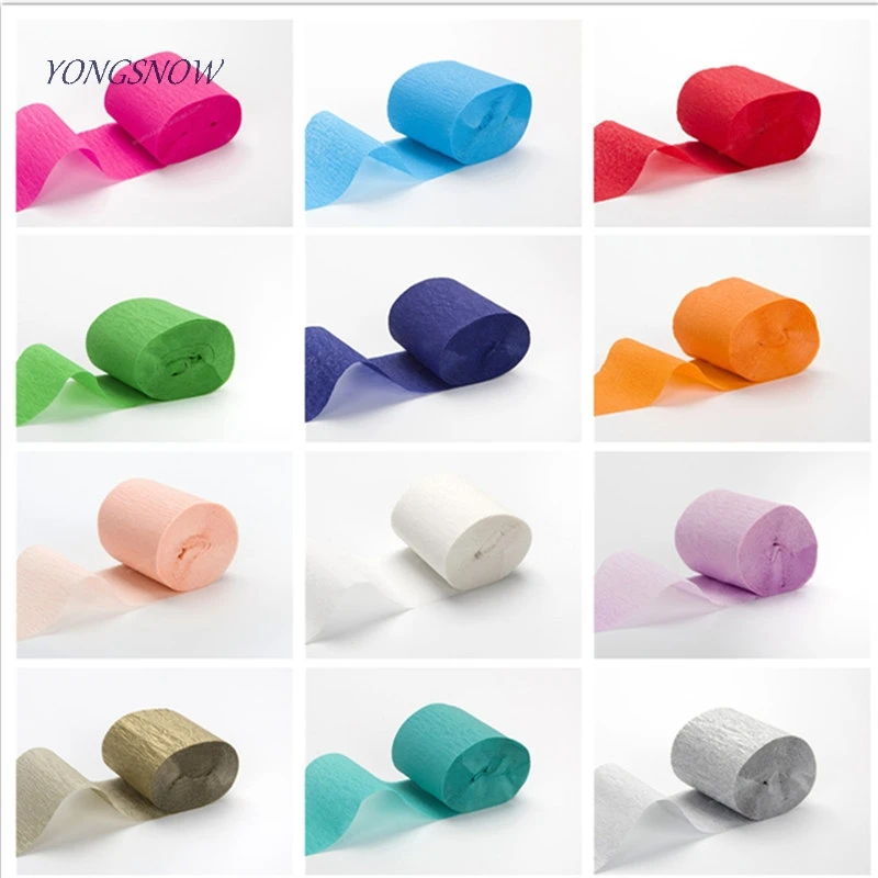 10meter Colorful Tissue Wrinkles Paper Rolls Creping Paper Streamers DIY Paper Bouquet Curling for Wedding Christmas Decoration