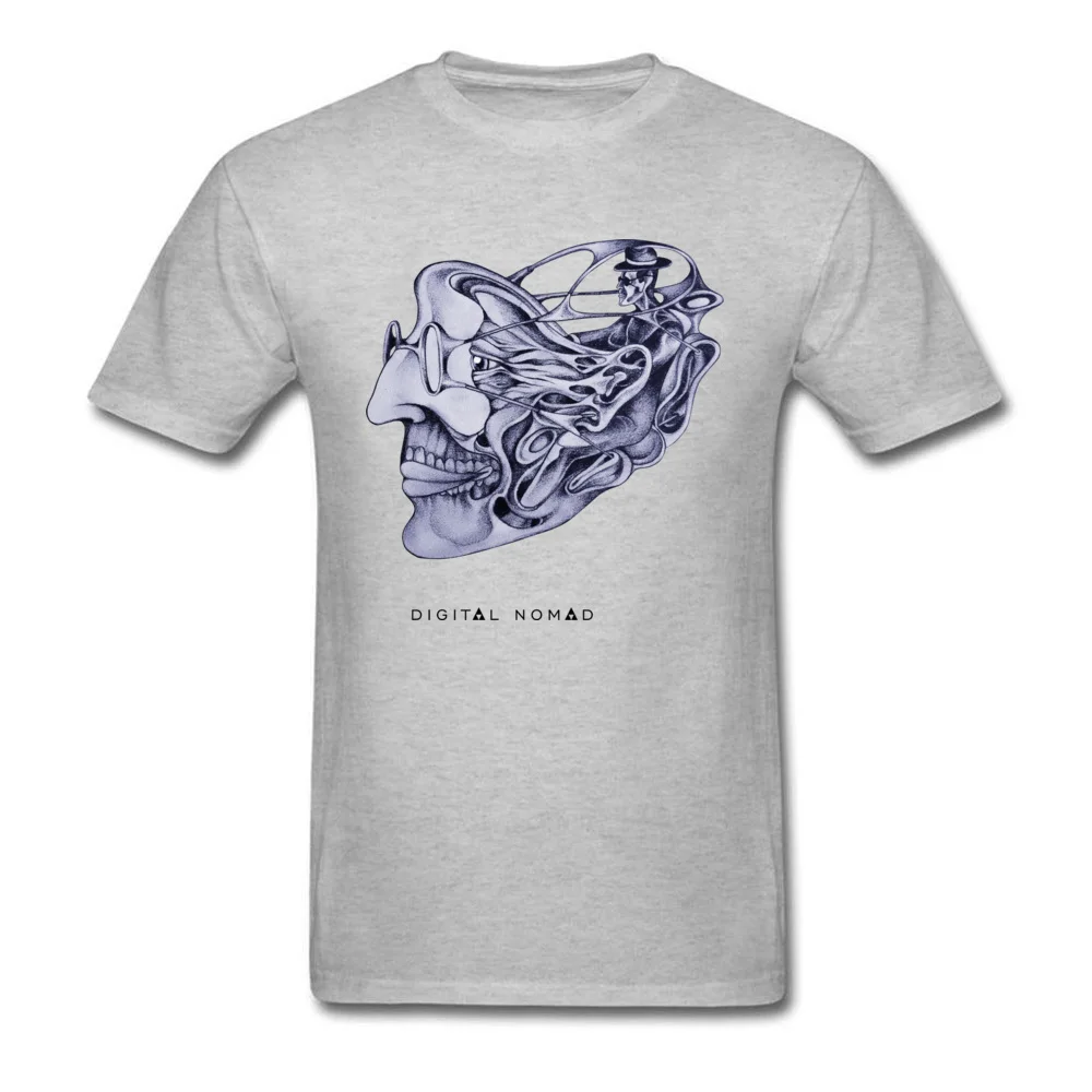 Brand DigitalnomadCoder Summer T-shirts O-Neck 100% Cotton Men Tops Tees Short Sleeve NEW YEAR DAY Summer Tee Shirt DigitalnomadCoder grey